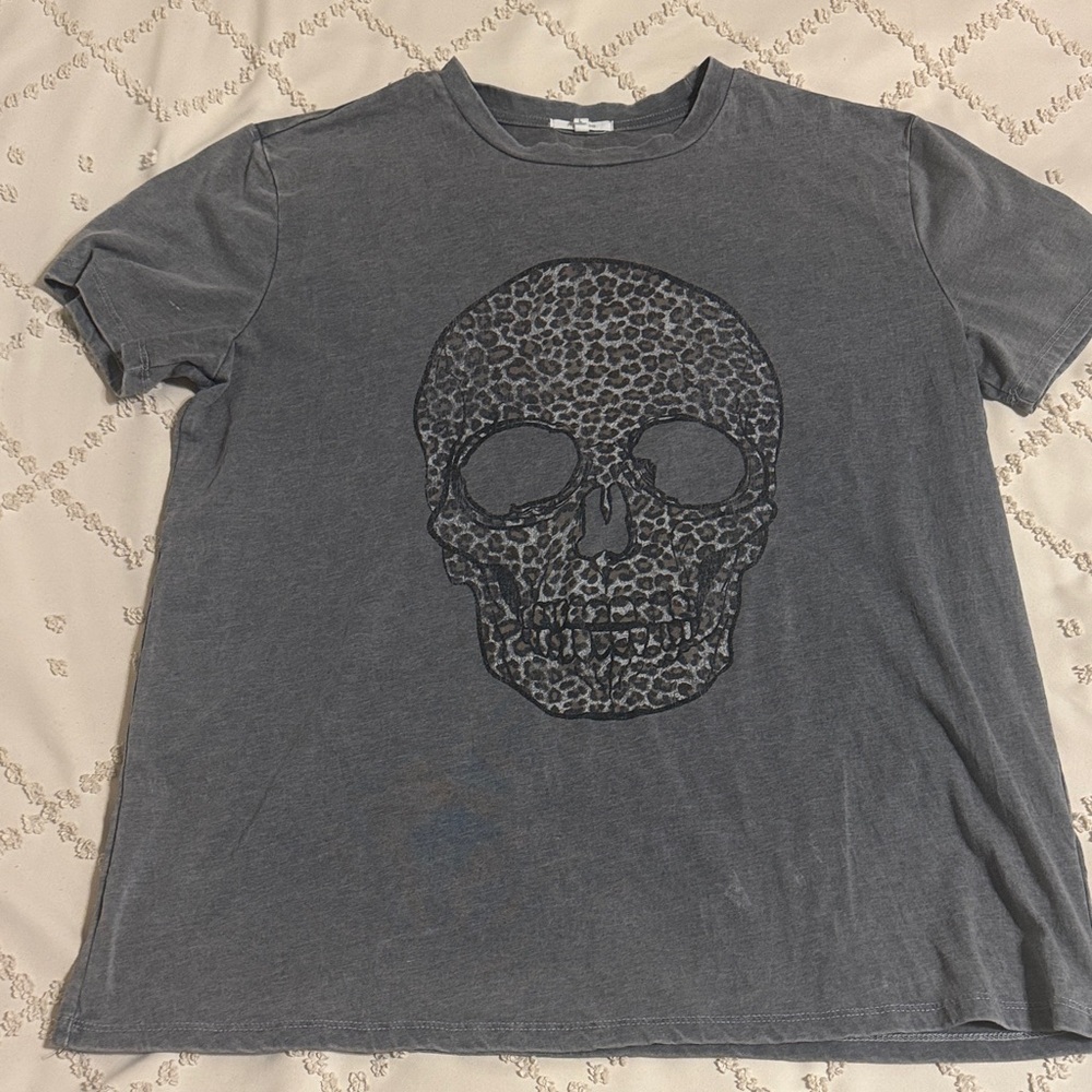 Gray Skull Graphic oversized T-Shirt